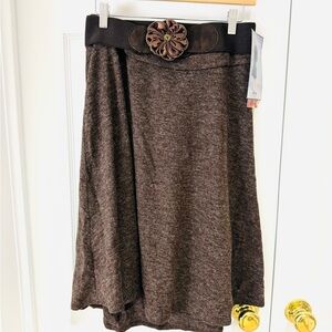 NWT Cozy Brown Belted Skirt with Floral Belt new Lapis